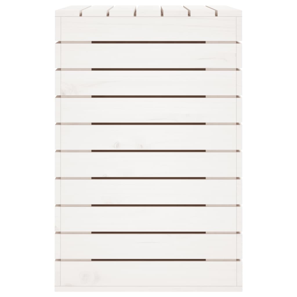 Cesto per Bucato Bianco 88,5x44x66 cm Legno Massello Pino