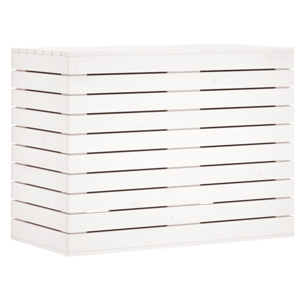 Cesto per Bucato Bianco 88,5x44x66 cm Legno Massello Pino