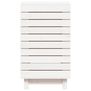 Cesto per Bucato Bianco 44x44x76 cm Legno Massello Pino