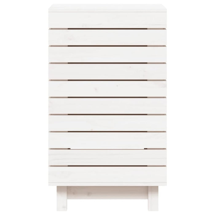 Cesto per Bucato Bianco 44x44x76 cm Legno Massello Pino