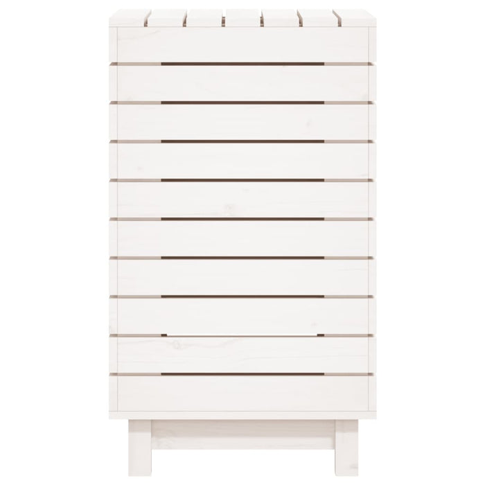 Cesto per Bucato Bianco 44x44x76 cm Legno Massello Pino 832322