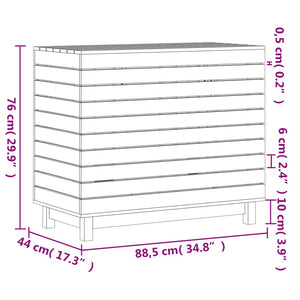 Cesto per Bucato 88,5x44x76 cm Legno Massello Pino 832323