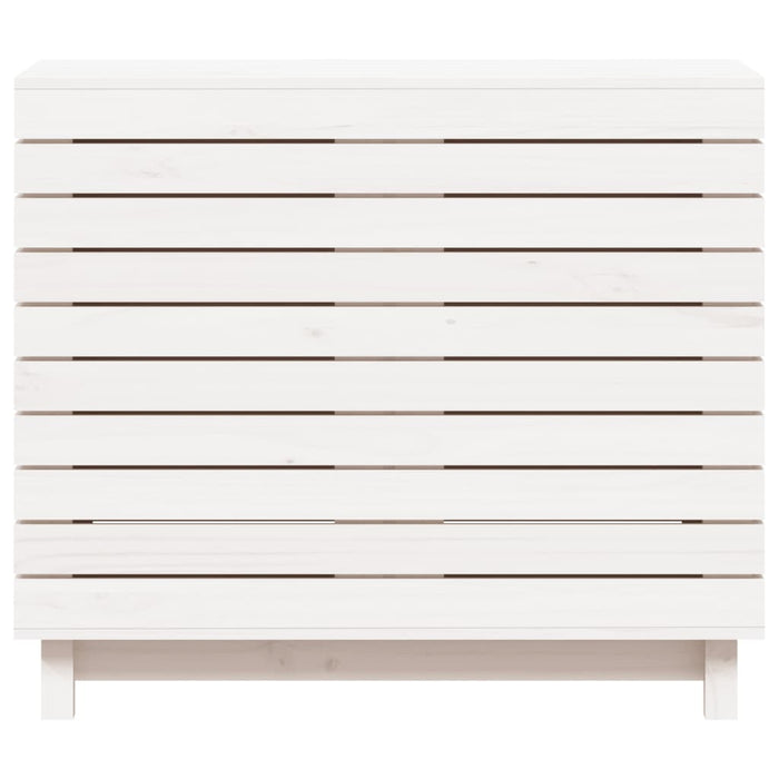 Cesto per Bucato Bianco 88,5x44x76 cm Legno Massello Pino 832324