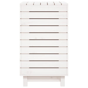 Cesto per Bucato Bianco 88,5x44x76 cm Legno Massello Pino 832324