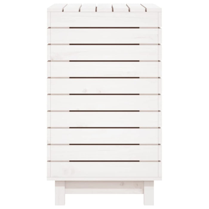 Cesto per Bucato Bianco 88,5x44x76 cm Legno Massello Pino 832324