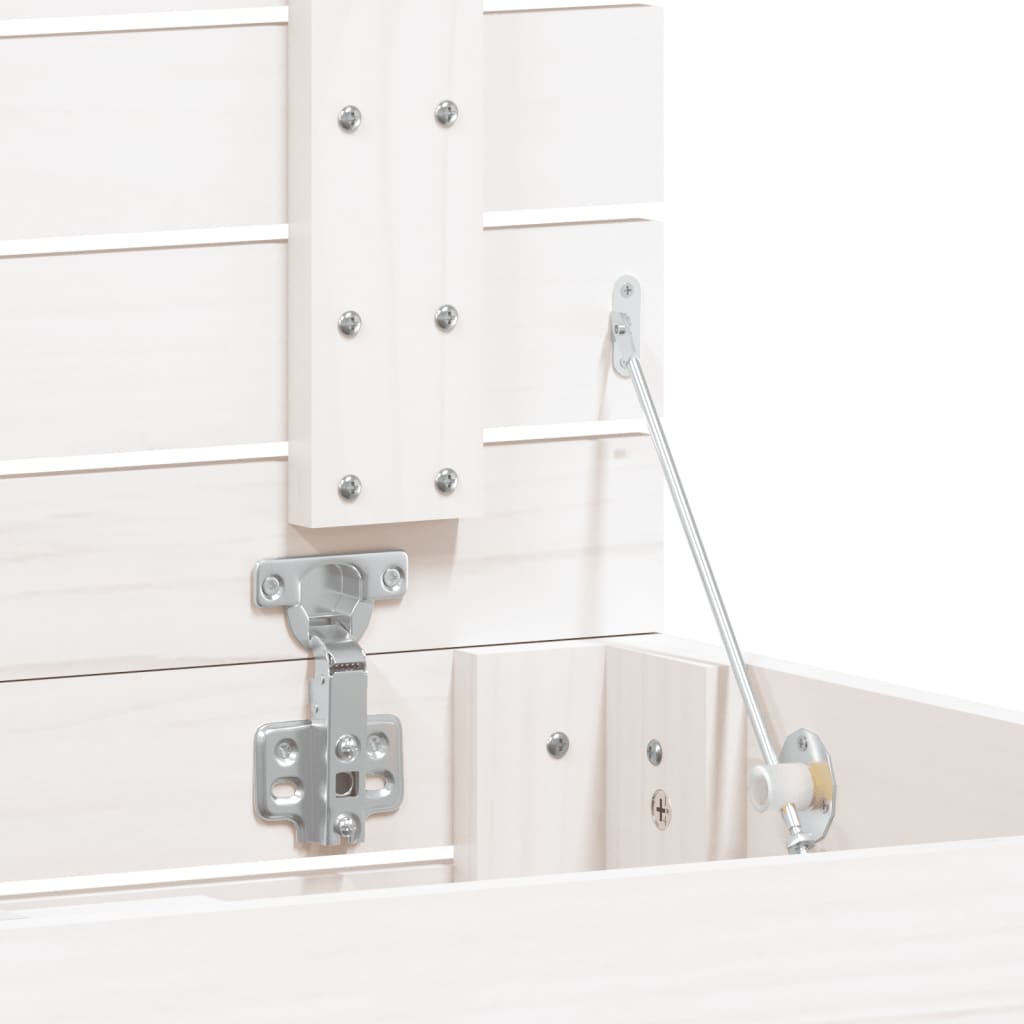 Cesto per Bucato Bianco 88,5x44x76 cm Legno Massello Pino 832324