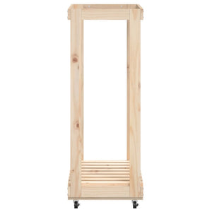 Portalegna con Ruote-Scaffale per Legna 76,5x40x108 cm Legno Massello di Pino