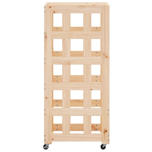 Portalegna con ruote 40 x 49 x 110 cm legno massello di pino marrone 02_0043799