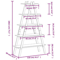 Scaffale 5 Ripiani a Forma di A 110x40x180,5 cm Massello Pino 832331