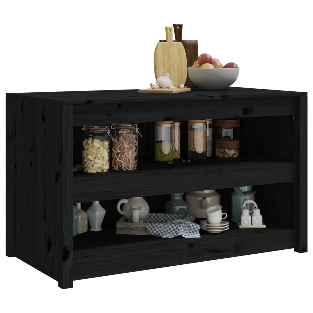 Mobile da Cucina da Esterno-Armadio da cucina Nero 106x55x64 cm Legno Massello di Pino