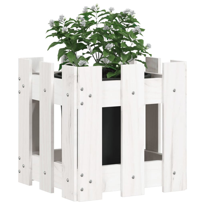 Fioriera Giardino a Recinzione Bianco 30x30x30 cm Massello Pino 832443