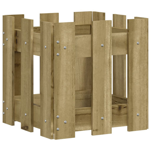 Vassoio per fioriera aiuola rialzata piante fiori terrazza giardino con design recinzione 30 x 30 x 30 cm pino impregnato marrone 02_0038089