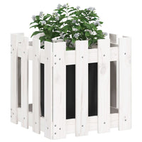Fioriera Giardino a Recinzione-Vaso con Ringhiera-Contenitore per Piante Bianco 40x40x40 cm Massello Pino
