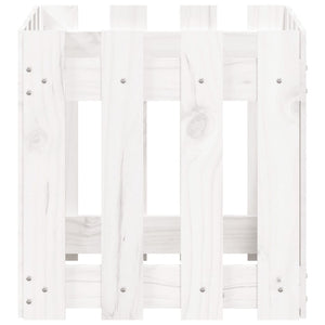 Fioriera Giardino a Recinzione-Vaso con Ringhiera-Contenitore per Piante Bianco 40x40x40 cm Massello Pino