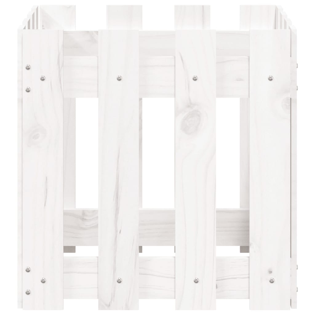 Vaso per fioriera aiuola rialzata piante fiori terrazza giardino con recinzione design 40 x 40 x 40 cm pino massiccio bianco 02_0038095