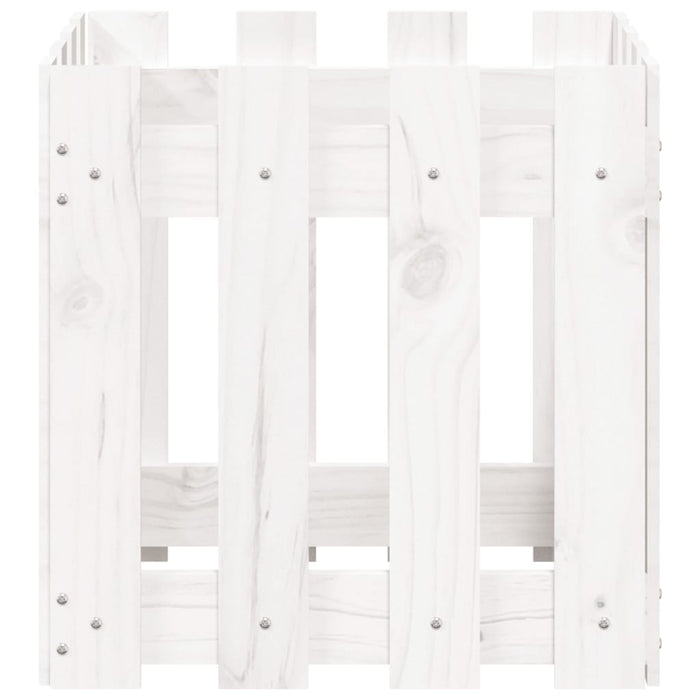 Vaso per fioriera aiuola rialzata piante fiori terrazza giardino con recinzione design 40 x 40 x 40 cm pino massiccio bianco 02_0038095
