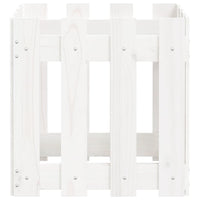 Fioriera Giardino a Recinzione-Vaso con Ringhiera-Contenitore per Piante Bianco 40x40x40 cm Massello Pino