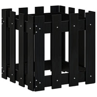 Fioriera Giardino a Recinzione Nera 40x40x40 cm Massello Pino 832449