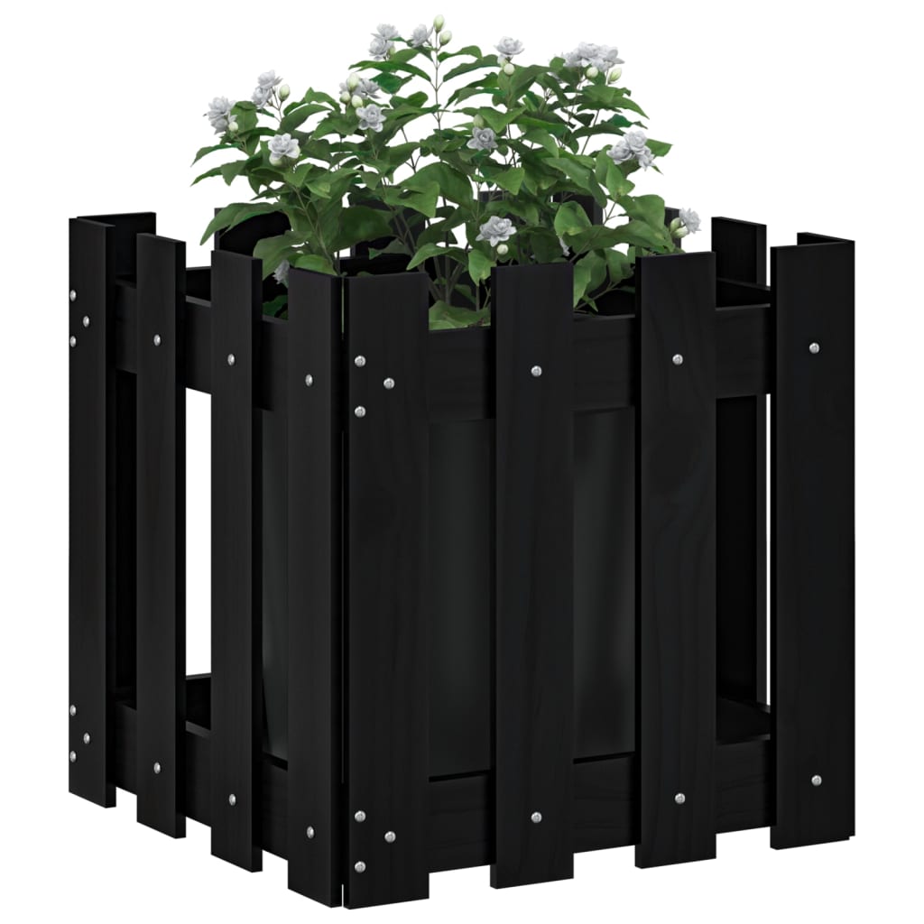 Fioriera Giardino a Recinzione Nera 40x40x40 cm Massello Pinocod mxl 83633