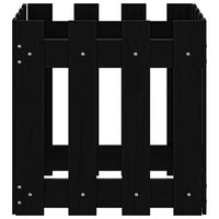 Vassoio per fioriera aiuola rialzata piante fiori terrazza giardino con recinzione design 40 x 40 x 40 cm pino massiccio nero 02_0038096