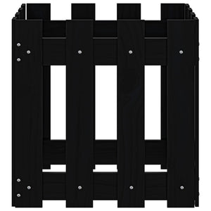 Vassoio per fioriera aiuola rialzata piante fiori terrazza giardino con recinzione design 40 x 40 x 40 cm pino massiccio nero 02_0038096