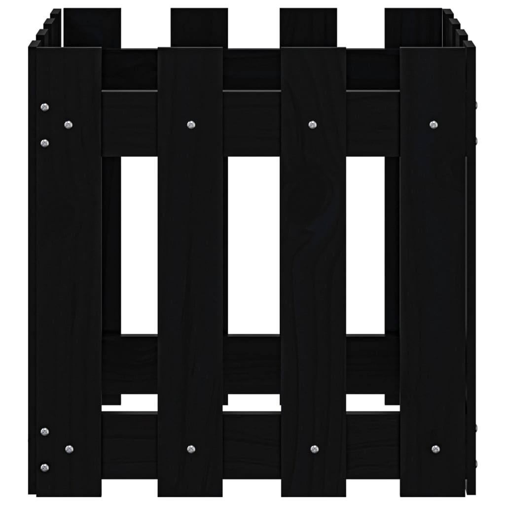 Fioriera Giardino a Recinzione Nera 40x40x40 cm Massello Pino 832449