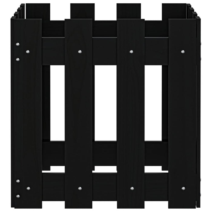 Fioriera Giardino a Recinzione Nera 40x40x40 cm Massello Pino 832449