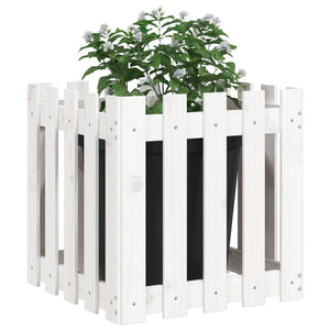Fioriera Giardino a Recinzione Bianco 50x50x50 cm Massello Pino 832453