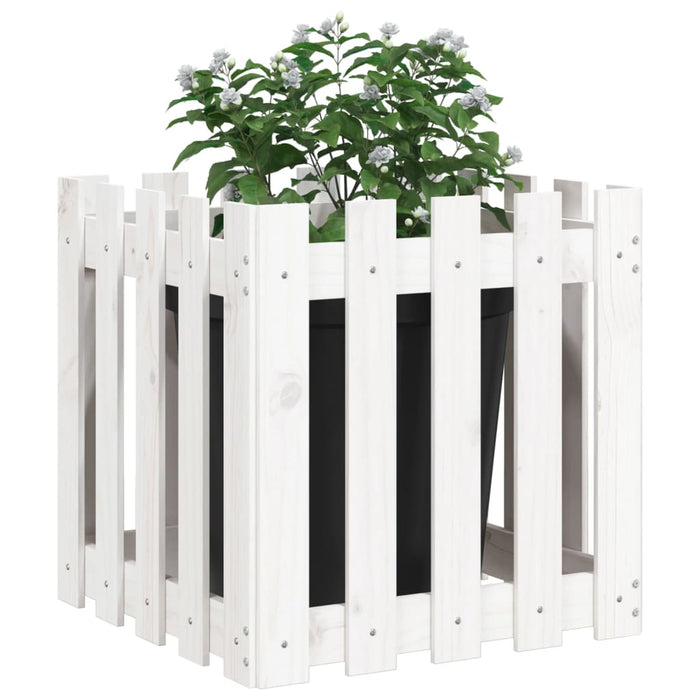 Fioriera Giardino a Recinzione Bianco 50x50x50 cm Massello Pino 832453