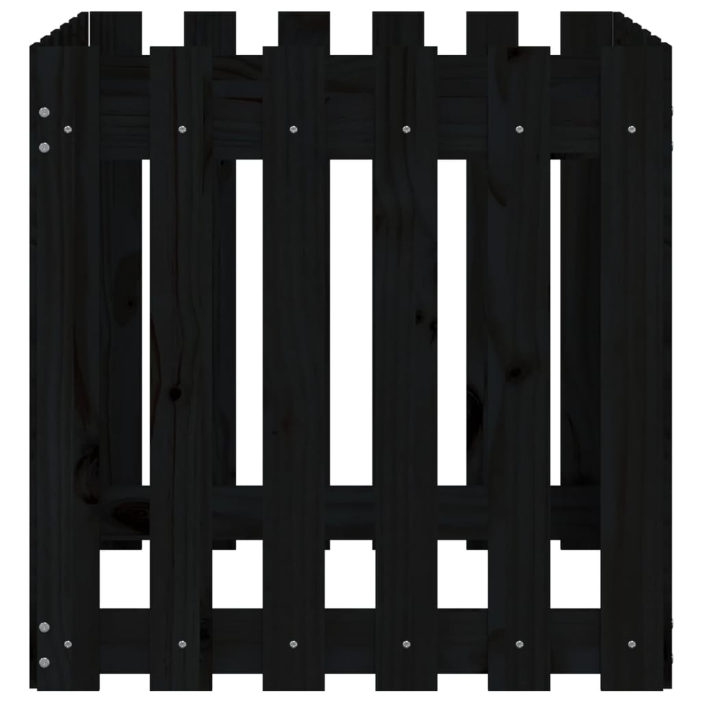 Vassoio per fioriera aiuola rialzata piante fiori terrazza giardino con recinzione design 60 x 60 x 60 cm pino massiccio nero 02_0038110