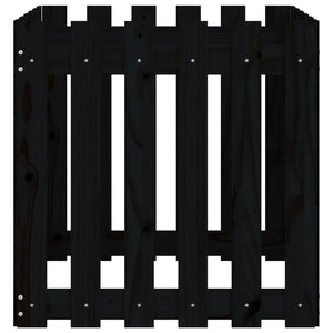 Vassoio per fioriera aiuola rialzata piante fiori terrazza giardino con recinzione design 60 x 60 x 60 cm pino massiccio nero 02_0038110