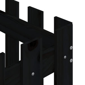 Vassoio per fioriera aiuola rialzata piante fiori terrazza giardino con recinzione design 60 x 60 x 60 cm pino massiccio nero 02_0038110