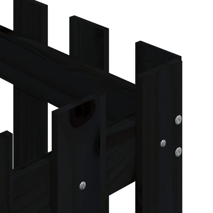 Vassoio per fioriera aiuola rialzata piante fiori terrazza giardino con recinzione design 60 x 60 x 60 cm pino massiccio nero 02_0038110