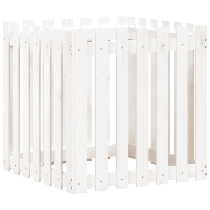 Fioriera Giardino a Recinzione Bianca 70x70x70 cm Massello Pino 832463