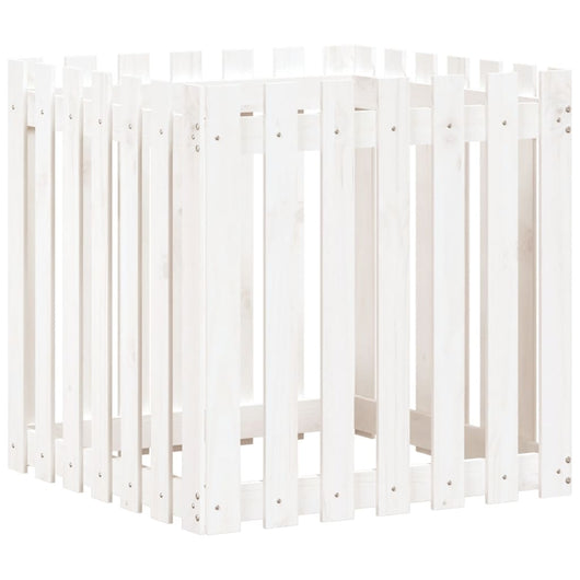 Vassoio per fioriera aiuola rialzata piante fiori terrazza giardino con recinzione design 70 x 70 x 70 cm pino massiccio bianco 02_0038114