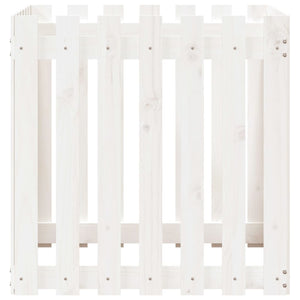 Fioriera Giardino a Recinzione Bianca 70x70x70 cm Massello Pino 832463