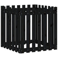 Vassoio per fioriera aiuola rialzata piante fiori terrazza giardino con recinzione design 70 x 70 x 70 cm pino massiccio nero 02_0038115