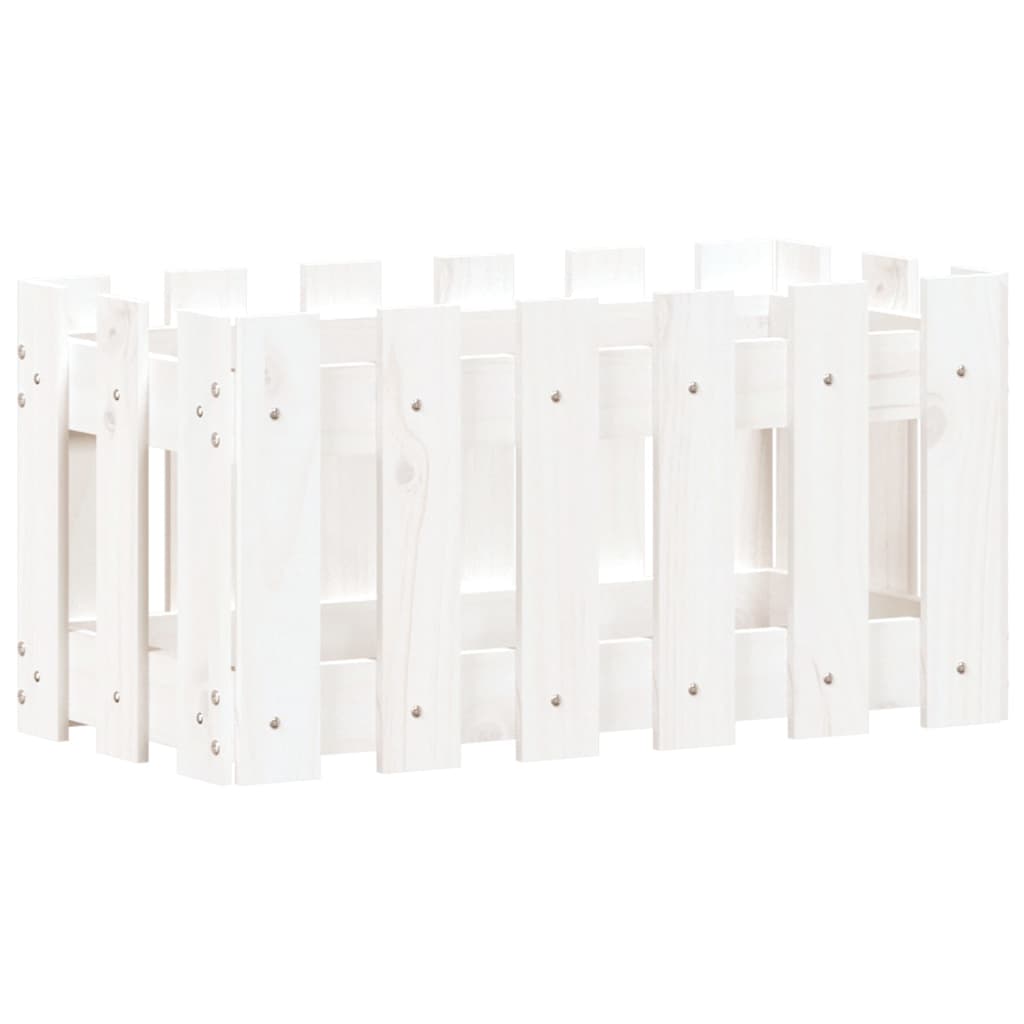 Fioriera Giardino a Recinzione Bianco 60x30x30 cm Massello Pinocod mxl 83686