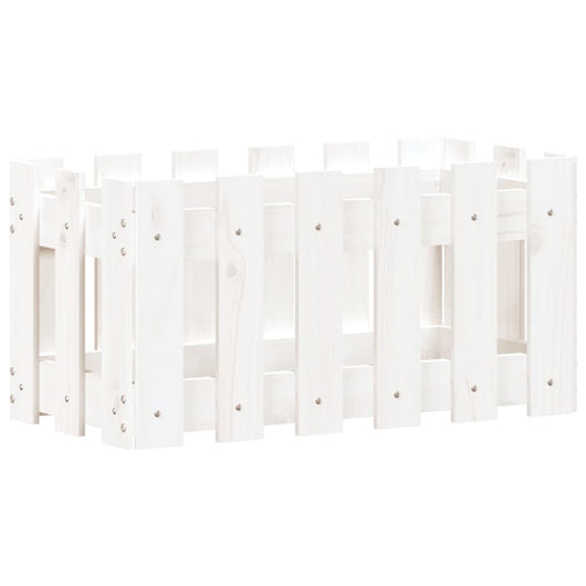 Fioriera Giardino a Recinzione-Vaso con Ringhiera-Contenitore per Piante Bianco 60x30x30 cm Massello Pino