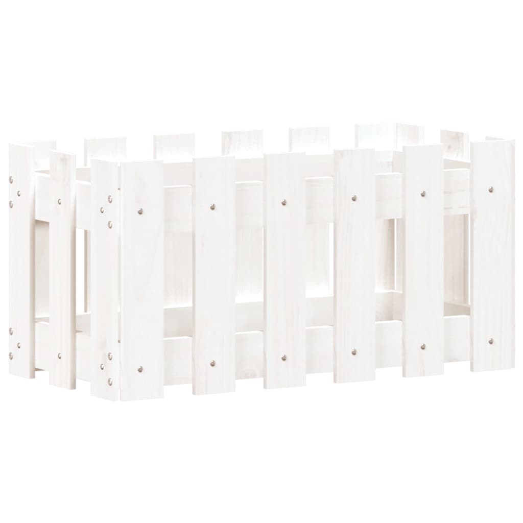Vaso per fioriera aiuola rialzata piante fiori terrazza giardino con recinzione design 60 x 30 x 30 cm pino massiccio bianco 02_0038104