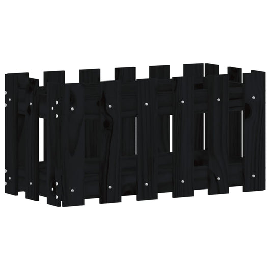 Fioriera Giardino a Recinzione Nera 60x30x30 cm Massello Pinocod mxl 107615