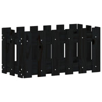 Vassoio per fioriera aiuola rialzata piante fiori terrazza giardino con recinzione design 60 x 30 x 30 cm pino massiccio nero 02_0038105