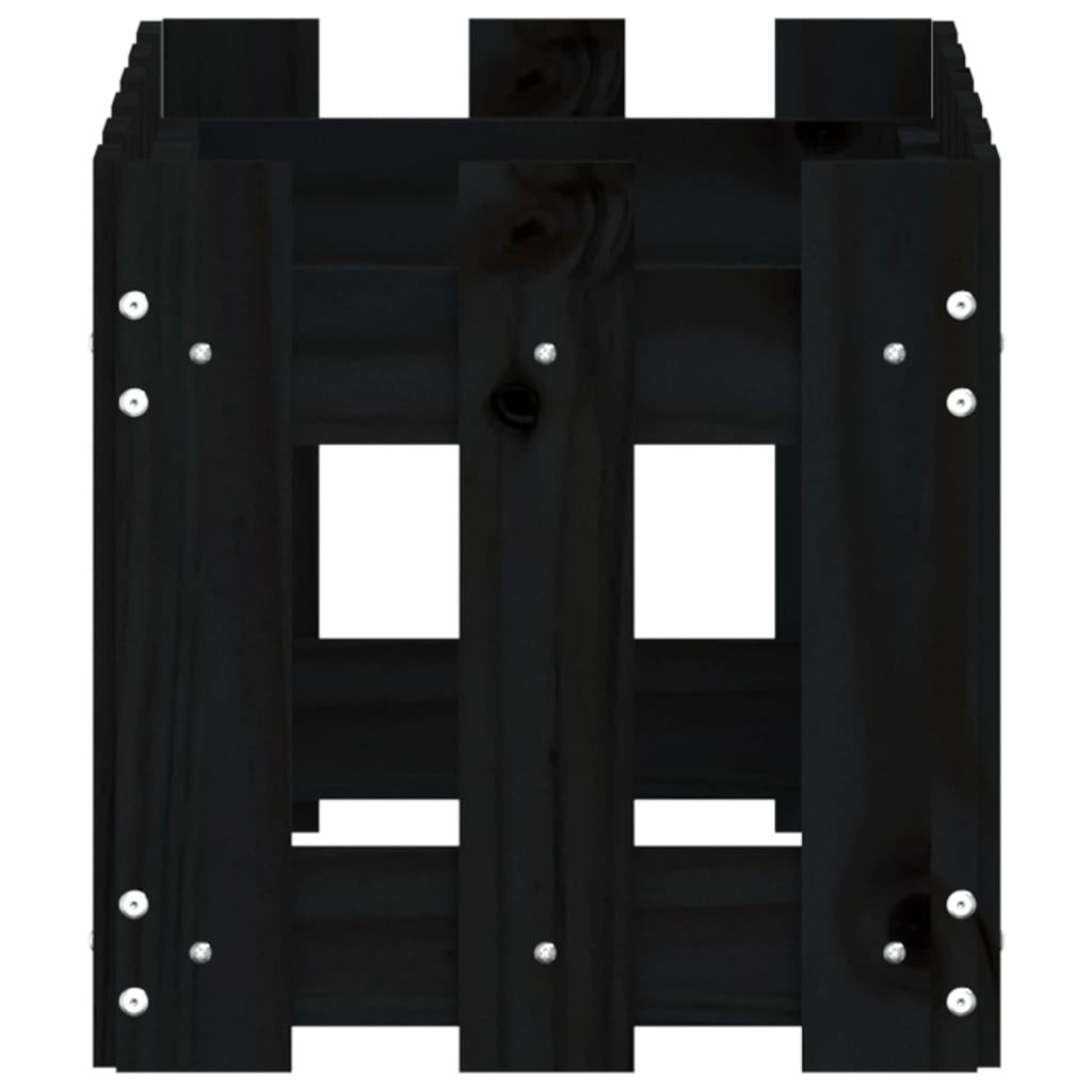 Vassoio per fioriera aiuola rialzata piante fiori terrazza giardino con recinzione design 60 x 30 x 30 cm pino massiccio nero 02_0038105