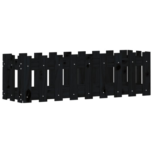 Fioriera Giardino a Recinzione Nera 100x30x30cm Massello Pinocod mxl 107617