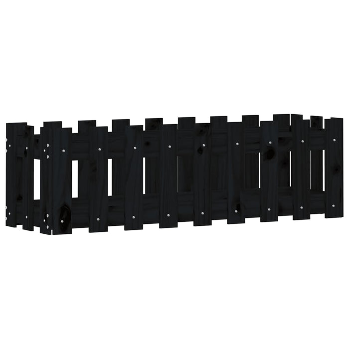 Fioriera Giardino a Recinzione Nera 100x30x30cm Massello Pinocod mxl 107617