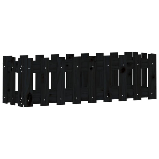 Vassoio per fioriera aiuola rialzata piante fiori terrazza giardino recinzione giardino design 100 x 30 x 30 cm pino massiccio nero 02_0039787