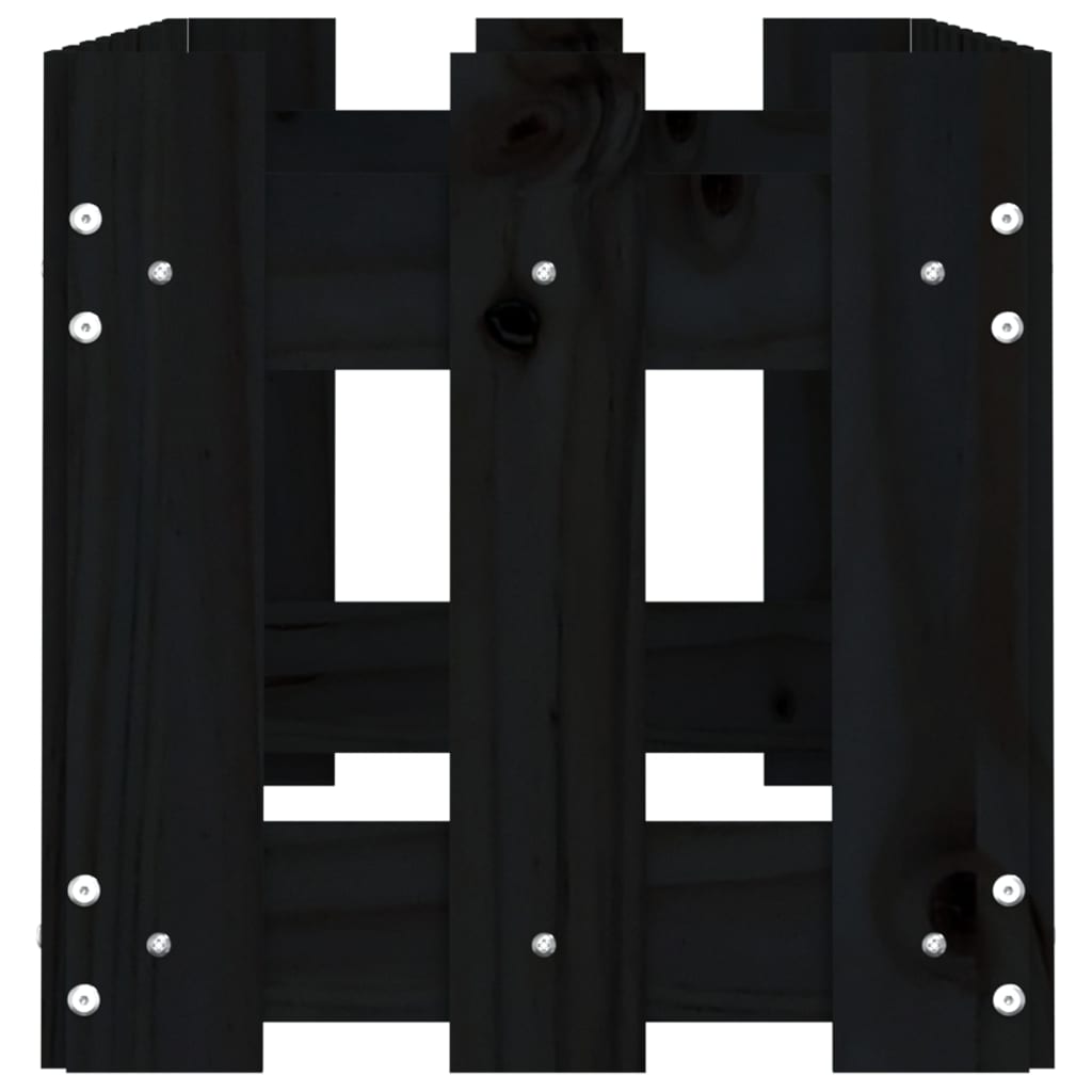 Vassoio per fioriera aiuola rialzata piante fiori terrazza giardino recinzione giardino design 100 x 30 x 30 cm pino massiccio nero 02_0039787