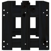 Fioriera Giardino a Recinzione-Vaso con Ringhiera-Contenitore per Piante Nera 100x30x30cm Massello Pino