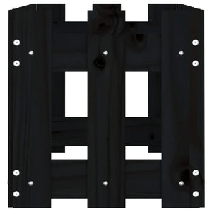 Fioriera Giardino a Recinzione-Vaso con Ringhiera-Contenitore per Piante Nera 100x30x30cm Massello Pino