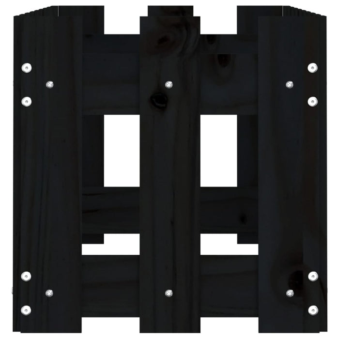 Fioriera Giardino a Recinzione-Vaso con Ringhiera-Contenitore per Piante Nera 100x30x30cm Massello Pino